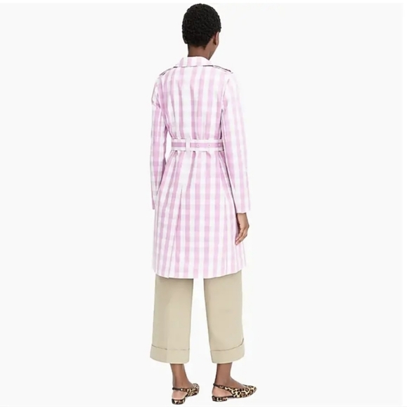 J.Crew 2011 Icon Trench Coat in Oversized Gingham Button Front Sash Tie Lilic 0 - Picture 5 of 12